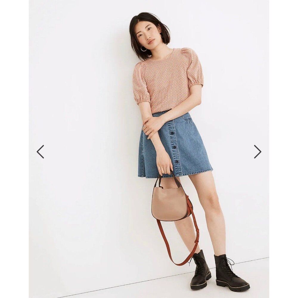 Madewell New Floral Jacquard Puff-Sleeve Tee Medium